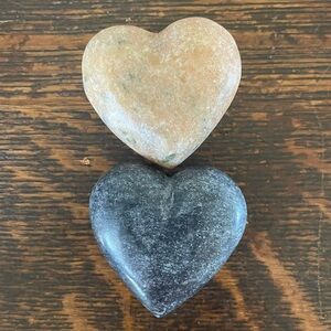 Marble Heart Paper Weights Display Shelf Collectible Rocks Pair